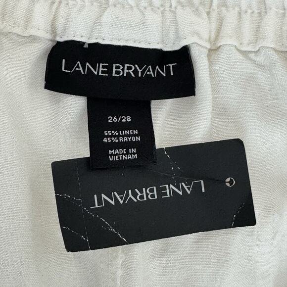 NWT Lane Bryant Linen Blend Wide Leg Pants Plus Size 26/28 White Drawstrings - Picture 11 of 13